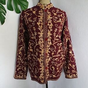 Eziba India Wool Embroidered Jacket Blazer